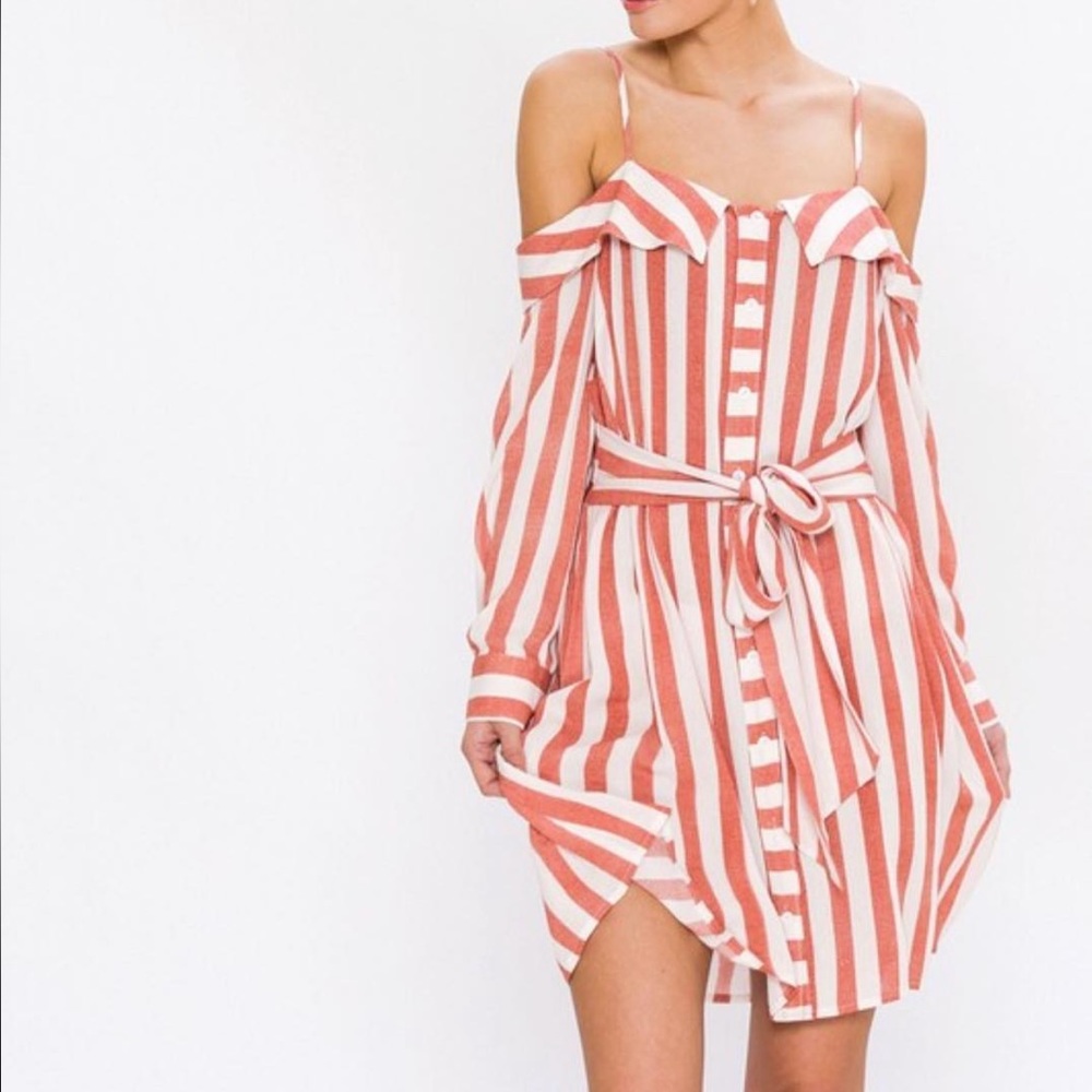 red & white strapped dress